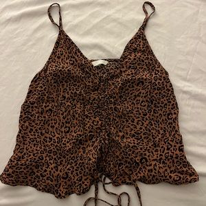 H&M cheetah print ruched top